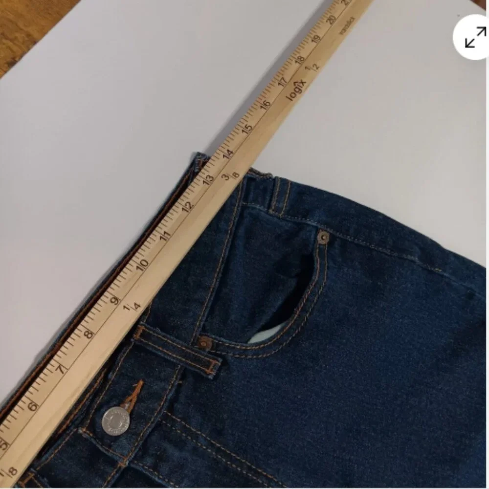 Levis 505 Straight Leg Jeans Womens 8S Dark Wash Blue Denim Stretch 8S Short‎